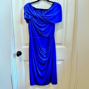 Tadashi Shoji Blue Cocktail Dress Form Fitting Elegant Stretch Size Large
